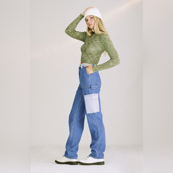 Pacsun Colorblock Boyfriend Cargo Carpenter Pants, Size 27 - Picture 1 of 10